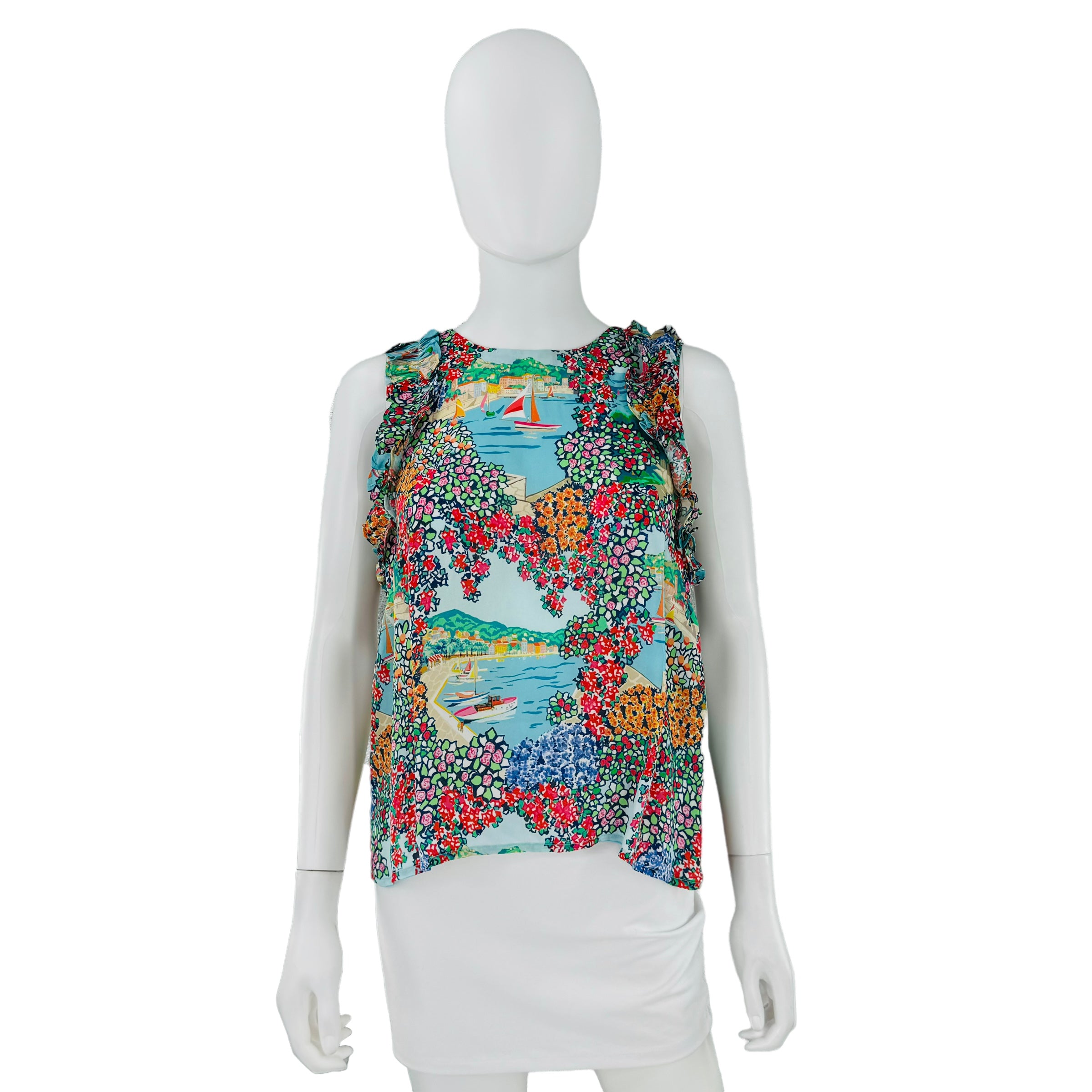Cartolina Nantucket Exclusive Portofino Print Amanda Sleeveless Colorful Top
